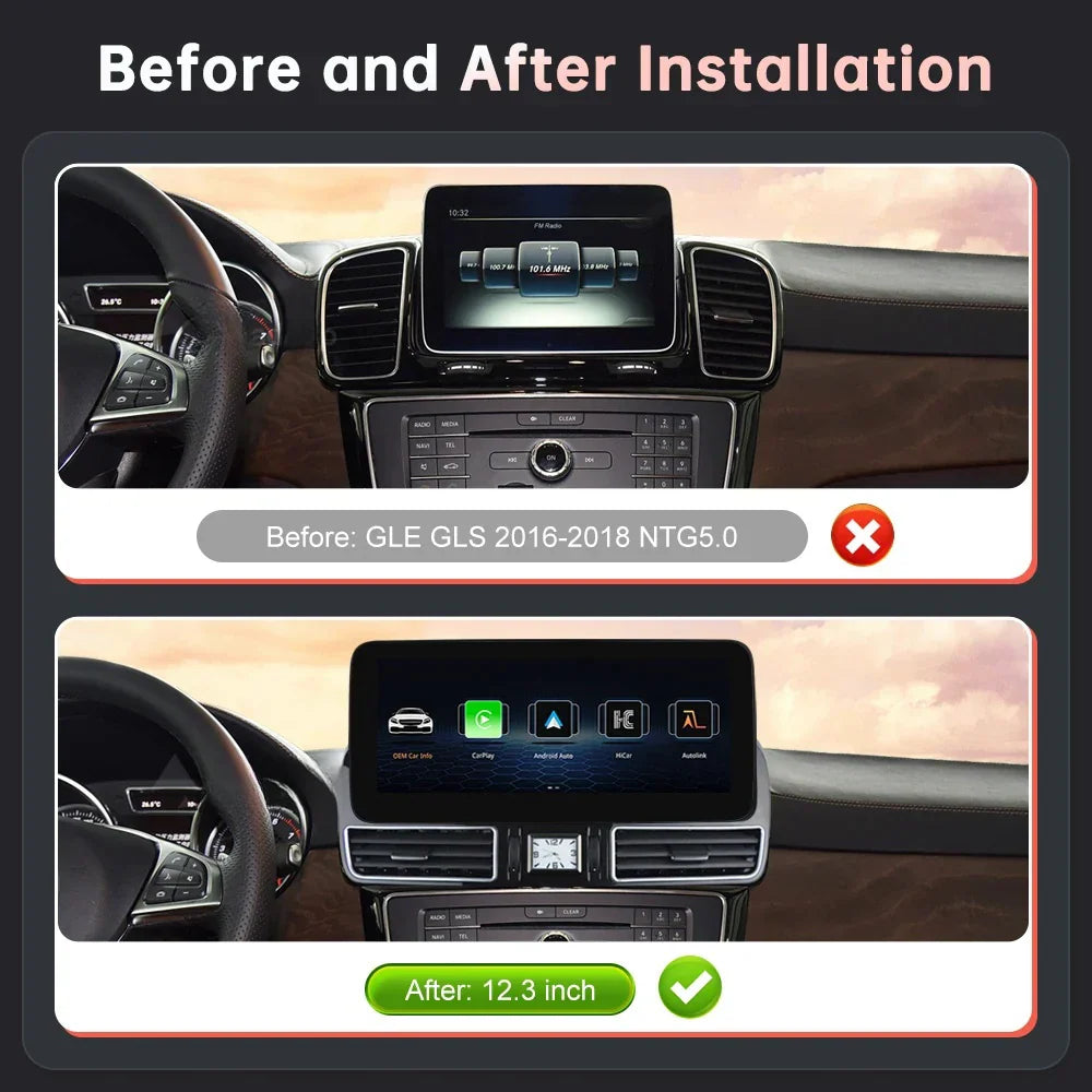 Mercedes Benz GLE GLS 2015-2019 Wireless Apple CarPlay Android Auto Car Multimedia Linux Touch Screen
