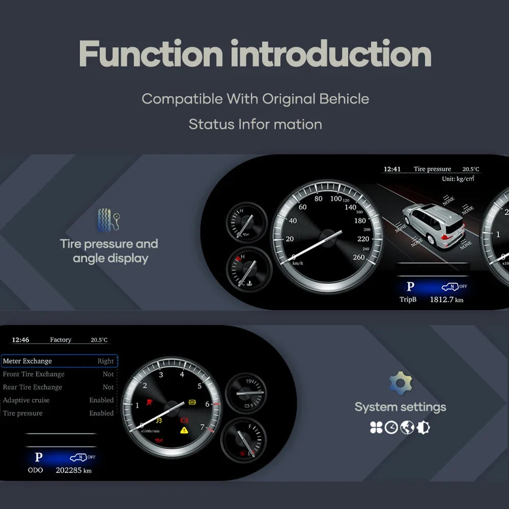 12.3" LCD Digital Cluster For Toyota Alphard 2008-2019 Linux Digital LCD Dashboard Instrument Gauge Cluster