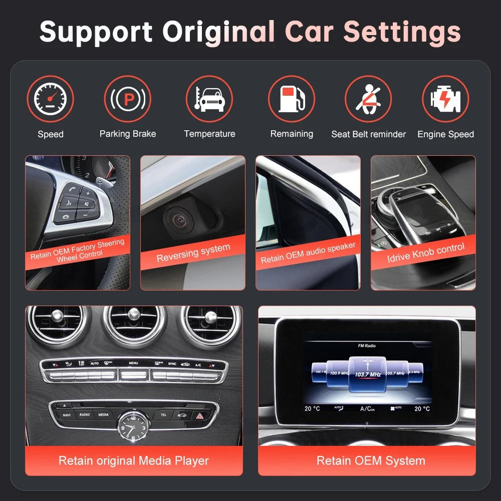 Mercedes-Benz C Class W205 GLC X253 V Class W447 2015-2018 NTG5.0 Wireless Apple CarPlay Android Auto Car Multimedia Linux Touch Screen