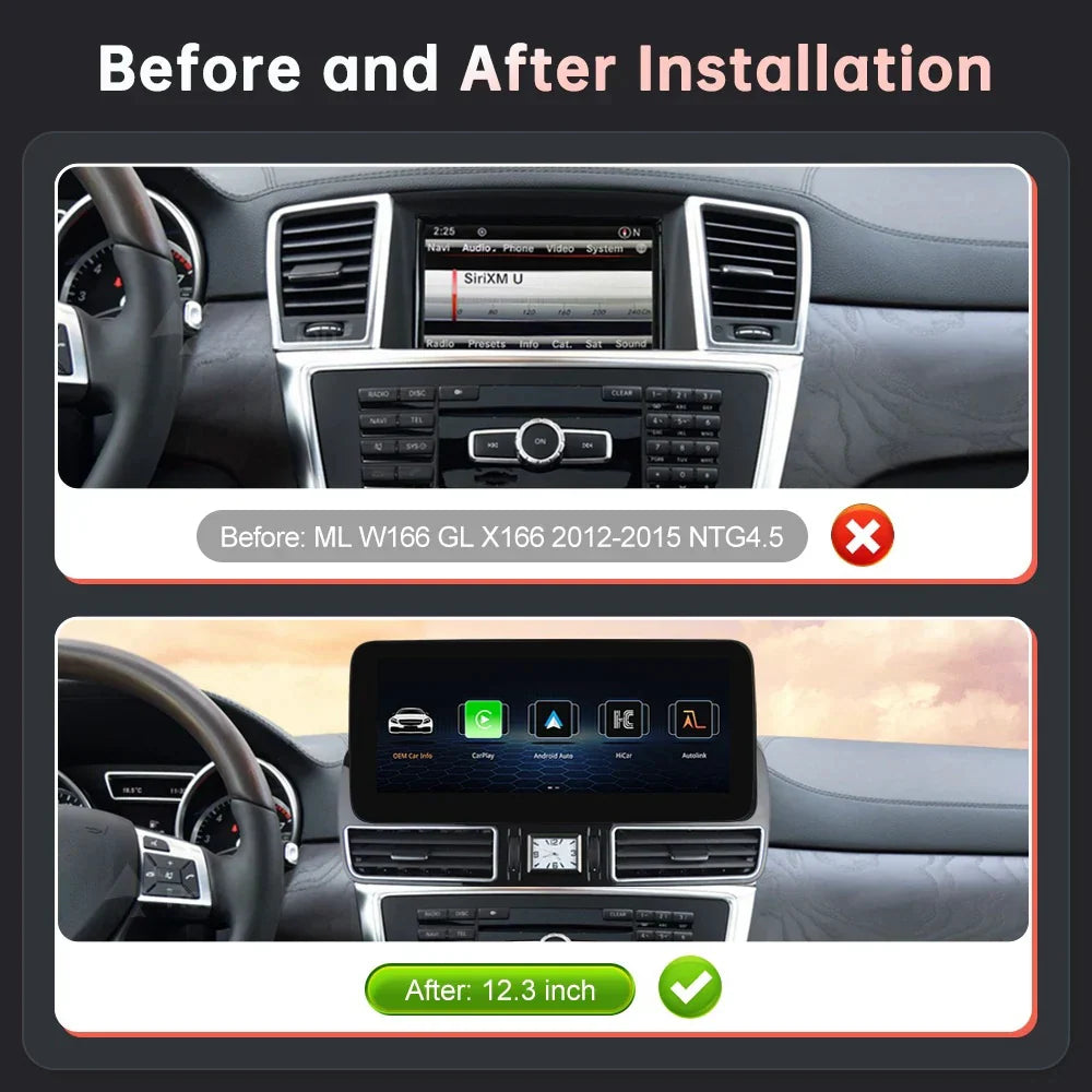 Mercedes Benz ML/GL 2012-2015 Wireless Apple CarPlay Android Auto Car Multimedia Linux Touch Screen