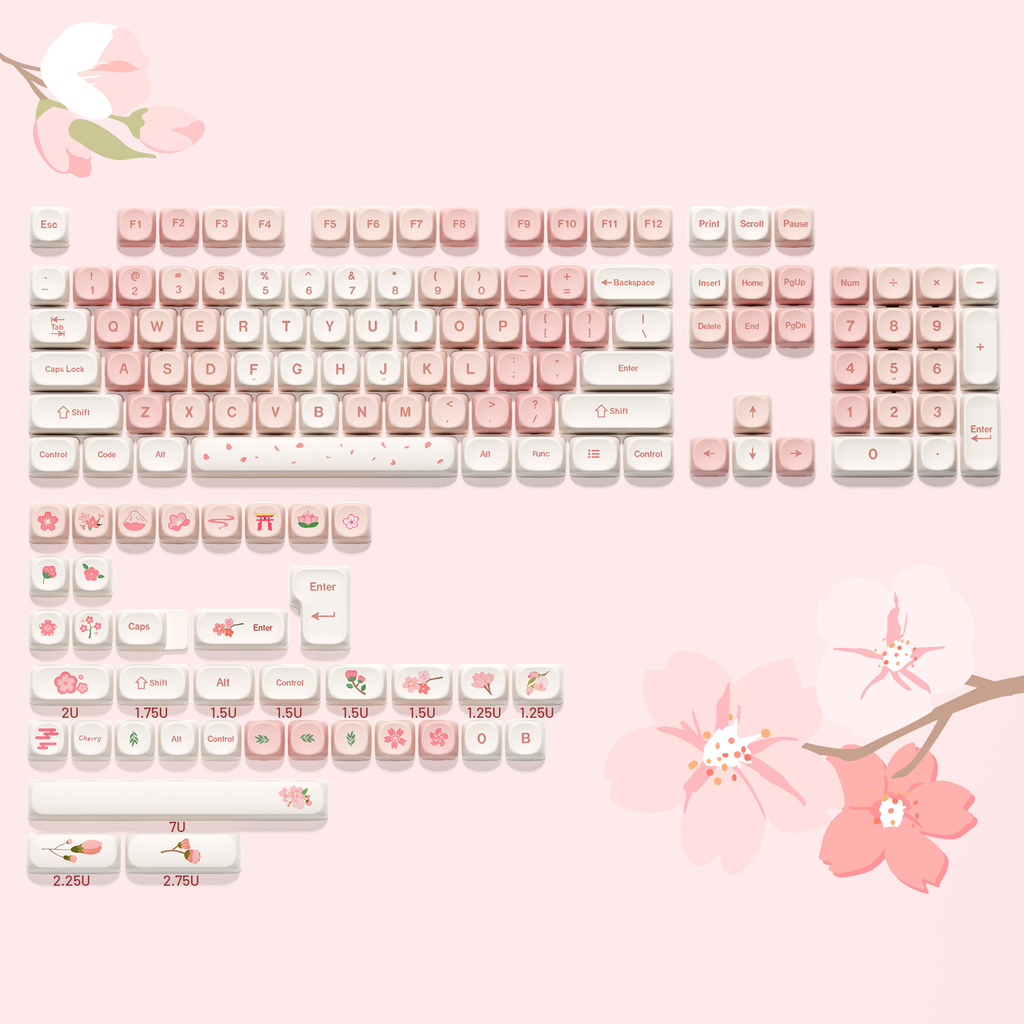 XVX Sakura 143-Key MOA Profile Dye-Sub PBT Keycap Set