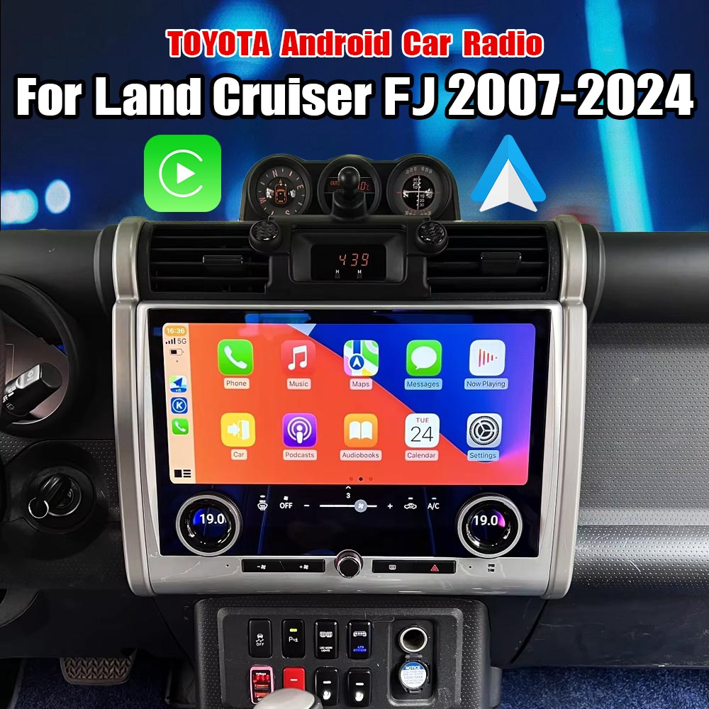 13 inch Android Car Radio for Toyota Land Cruiser FJ 2007-2024 Climate Control Panel Multimedia Player Stereo Replacement