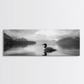 Loon Lake, Misty Reflection, Quiet Morning, Framed Canvas Print, Cabin Wall Art, Nature Lover Gift, Rustic Lakehouse Decor