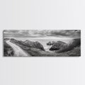 Cliff Path, Sea Escape, Moody Sky, Adventure Trail, Canvas Print, Modern Entryway Wall Art, Travel Photography, Nature Scene