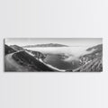 Mountain Road, Foggy Ocean View, Cliffside Drive, Framed Canvas Print, Scenic Wall Decor, Travel Photography, Modern Minimalist Art