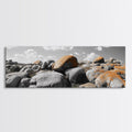 Granite Boulder Field, Orange Lichen Rocks, Desert Rockscape, Canvas Print, Natural Earth Decor, Living Room Wall Art