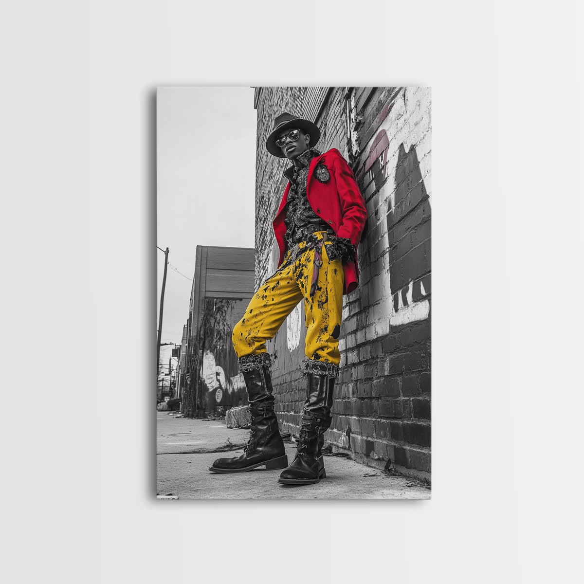 Urban fashion, chicano art, graffiti wall art, framed canvas print, moody cityscape, street style, afrocentric wall art, edgy decor