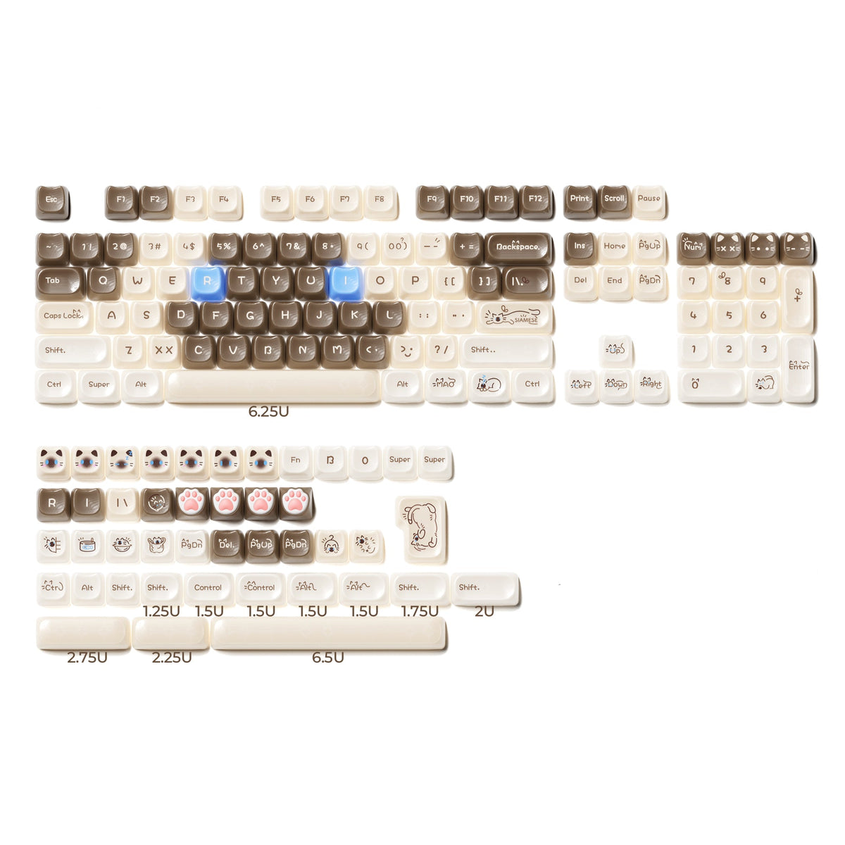 XVX House Cat Themed MAO Profile 149-Key PC Keycap Set