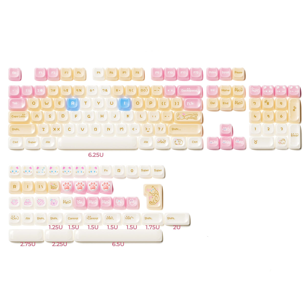 XVX House Cat Themed MAO Profile 149-Key PC Keycap Set