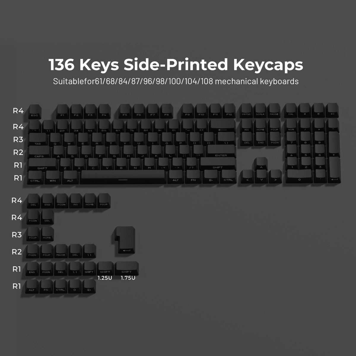 XVX Gradient Series 136-Key Side-Printed OEM Profile PBT Keycap Set