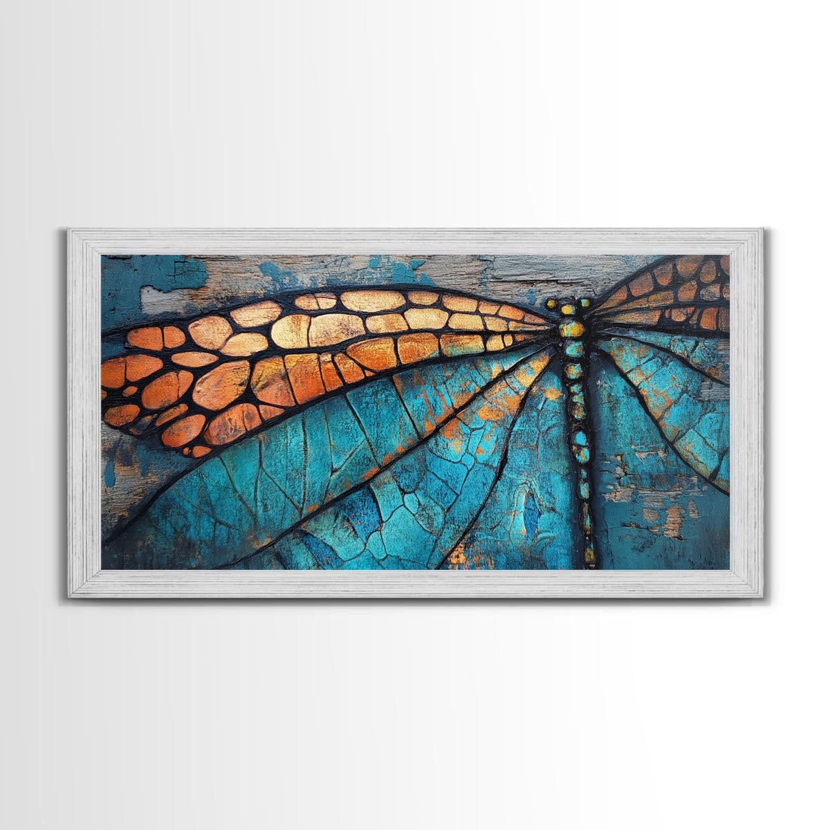 Dragonfly Wings, Mosaic Wall Art, Sacred Geometry Wall Art, Moody Art, Teal Wall Art, Abstract Art, Canvas Print, Cottagecore Wall Art