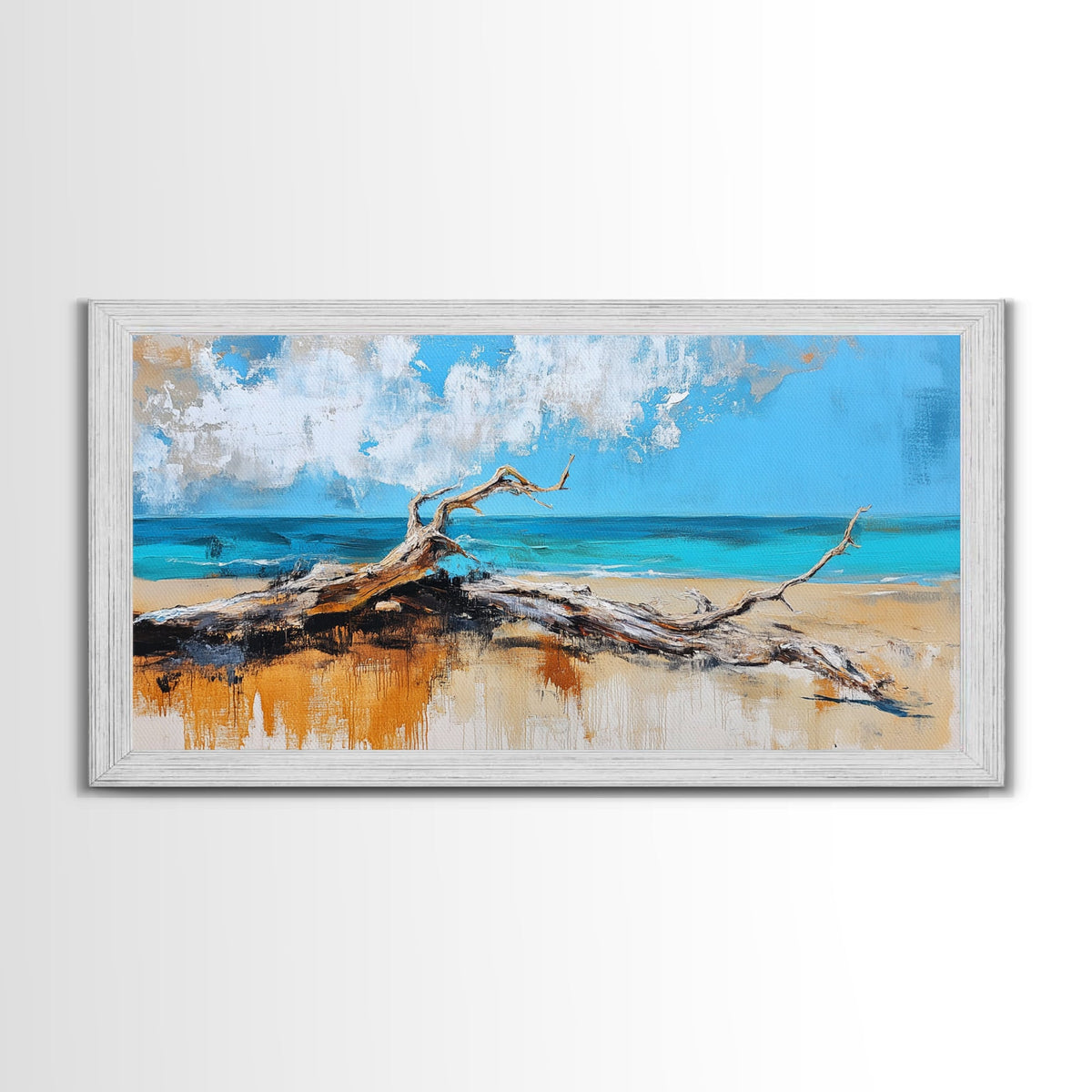 Seaside Driftwood, Nautical Wall Art, Rustic Decor, Coastal Wall Art, Beach House Art, Extra Wide Art, Canvas Print, Horizontal Wall Art