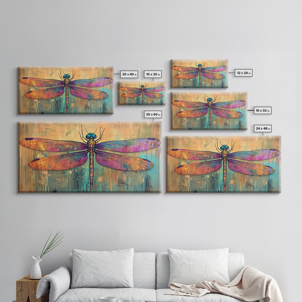 Dragonfly Art, Whimsical Art, Sacred Geometry Wall Art, Teal Wall Art, Blue and Green Wall Art, Nature Art, Canvas Print, Botanical Prints