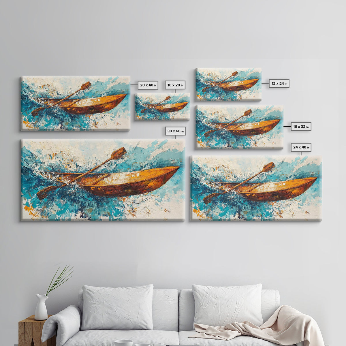 Nautical painting, boat painting, framed canvas print, extra wide art, seascape painting, rustic wall art, coastal wall art, ocean waves