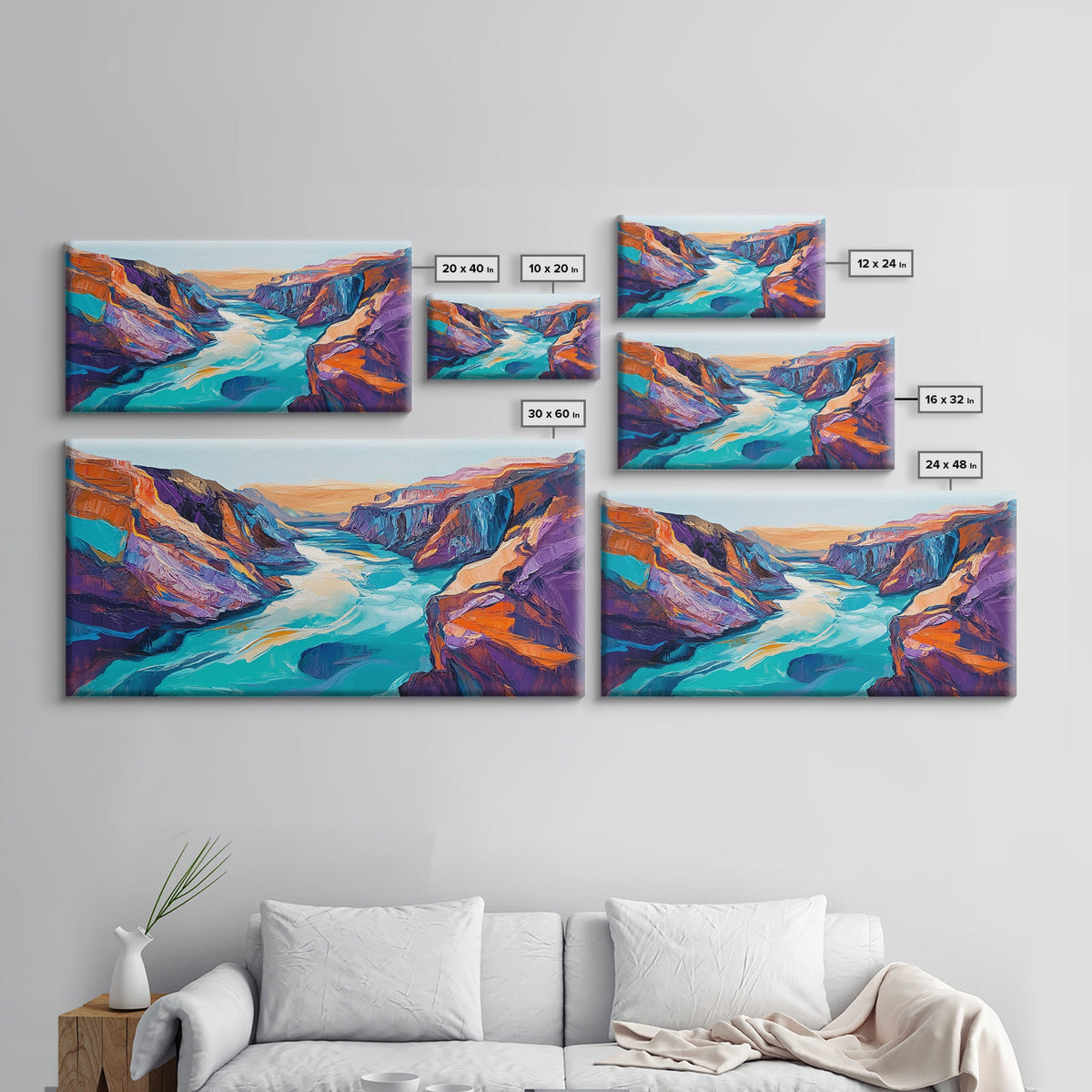 Grand Canyon, Southwest Wall Art, Extra Wide Art, Panoramic Painting, Landscape Painting, Above Bed Wall Art, Canvas Print