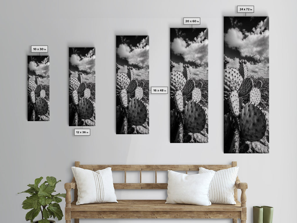 Desert Cactus Closeup, Prickly Pear Focus, Bold Nature Decor, Framed Canvas Print, Southwestern Kitchen Decor, Living Room Art