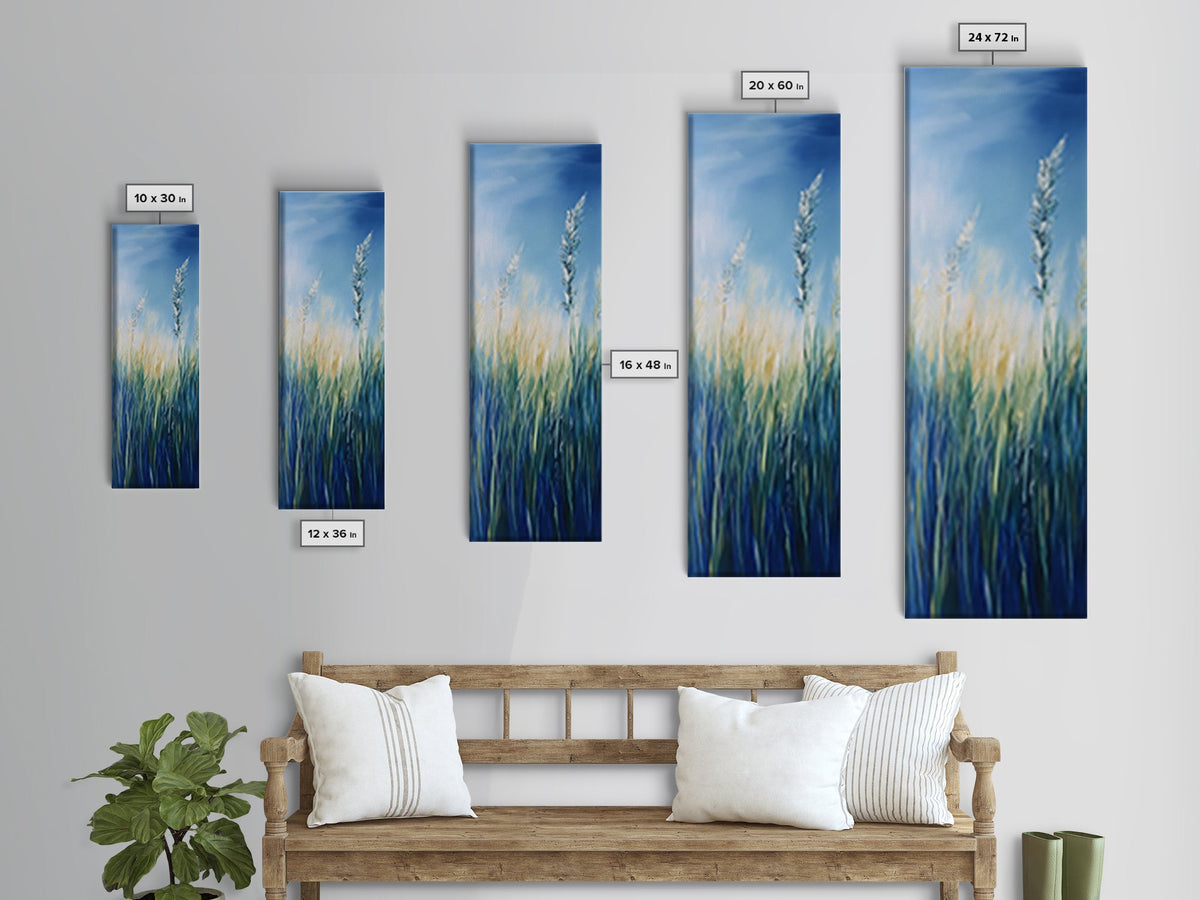 Bluegrass Field Wildflower Painting Framed Canvas Print Rustic Art Vertical Wall Art Farmhouse Art Botanical Prints