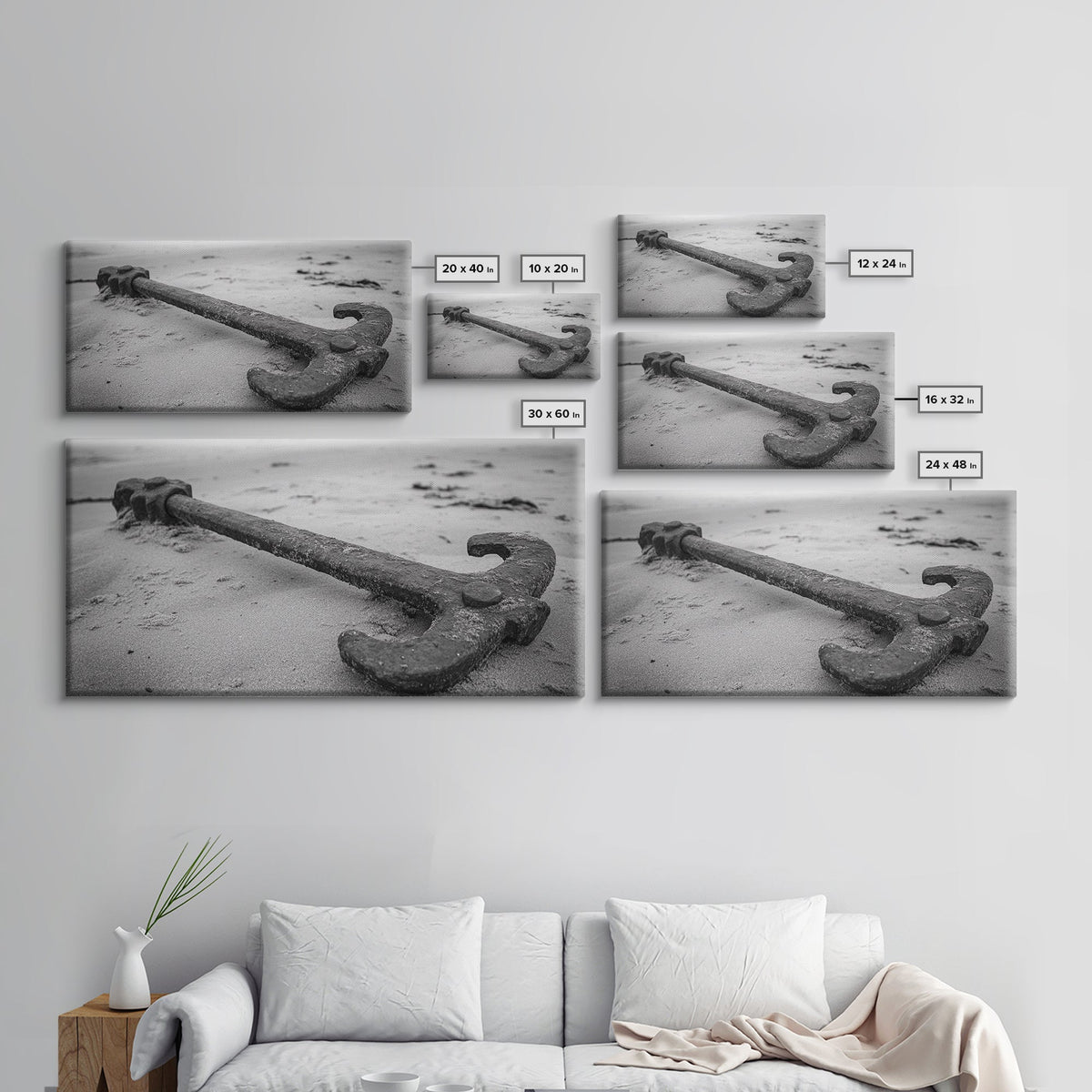 Vintage Anchor, nautical decor, coastal wall art, rustic art, maritime painting, seascape painting, nautical painting, Canvas Print