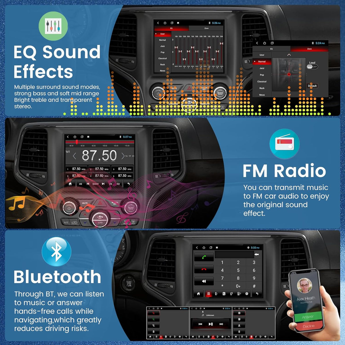 Jeep Grand Cherokee 2014-2018 HD Touch Screen Android 13 Wireless Carplay & Android Auto
