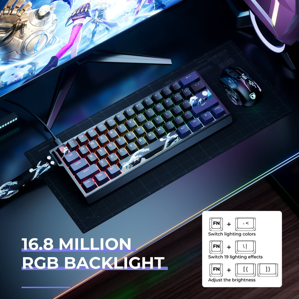 XVX H61 60% Aluminum RGB Wired Mechanical Keyboard