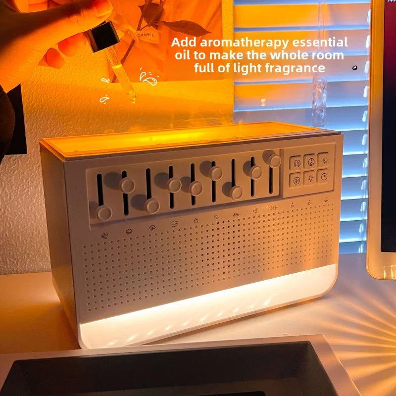Bluetooth Speaker With 8 Kind Of White Noise Sleep Music 200Ml Aromatherapy Air Humidifier Simulation Flame Night Light