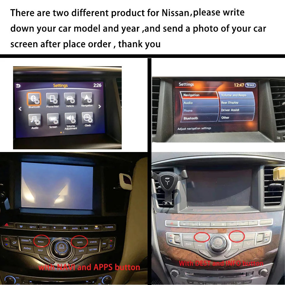 Wireless CarPlay Module for Nissan Patrol Y62 Armada Infiniti QX56 QX80 2008-2021 Android Auto Mirror Link Smart Box