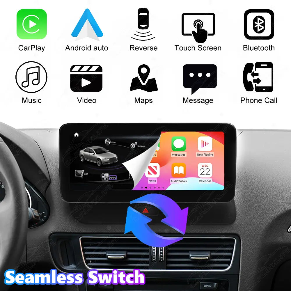 10.25"/12.3" Linux Touch Screen For Audi Q5 2009-2016 Wireless Carplay Android Auto Car Radio