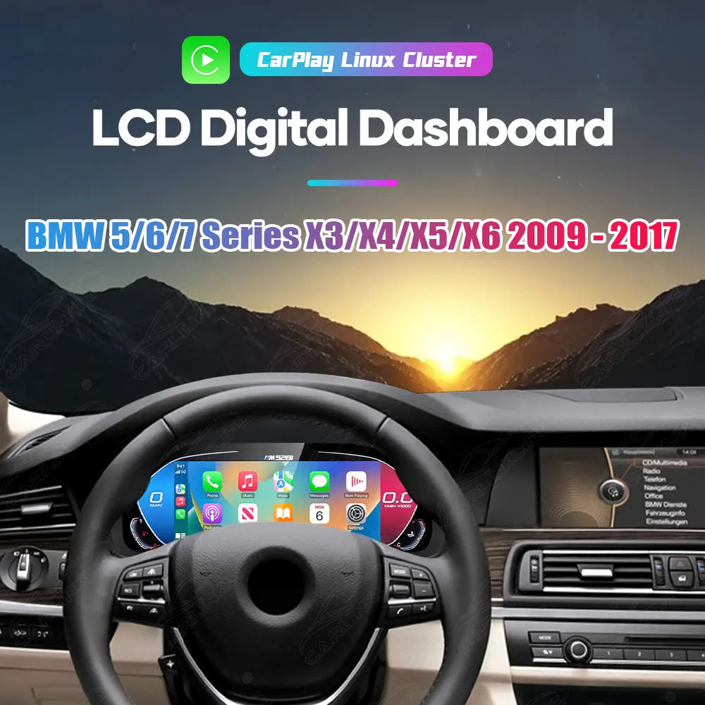 12.3" CarPlay LCD Digital Cluster For BMW 5/6/7 Series X3/X4/X5/X6 2009-2017 Linux Dashboard Gauge Cluster