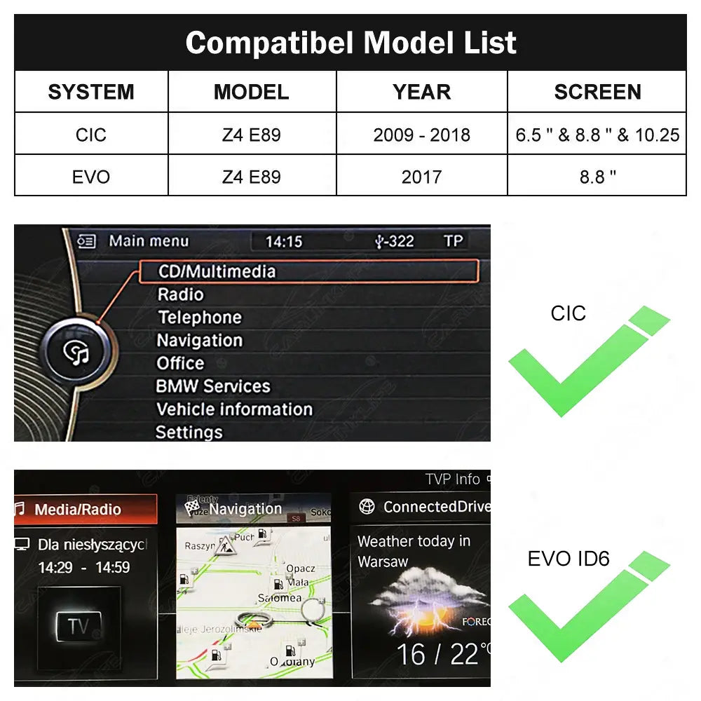 Wireless Apple Carplay & Android Auto for BMW Z4 E89