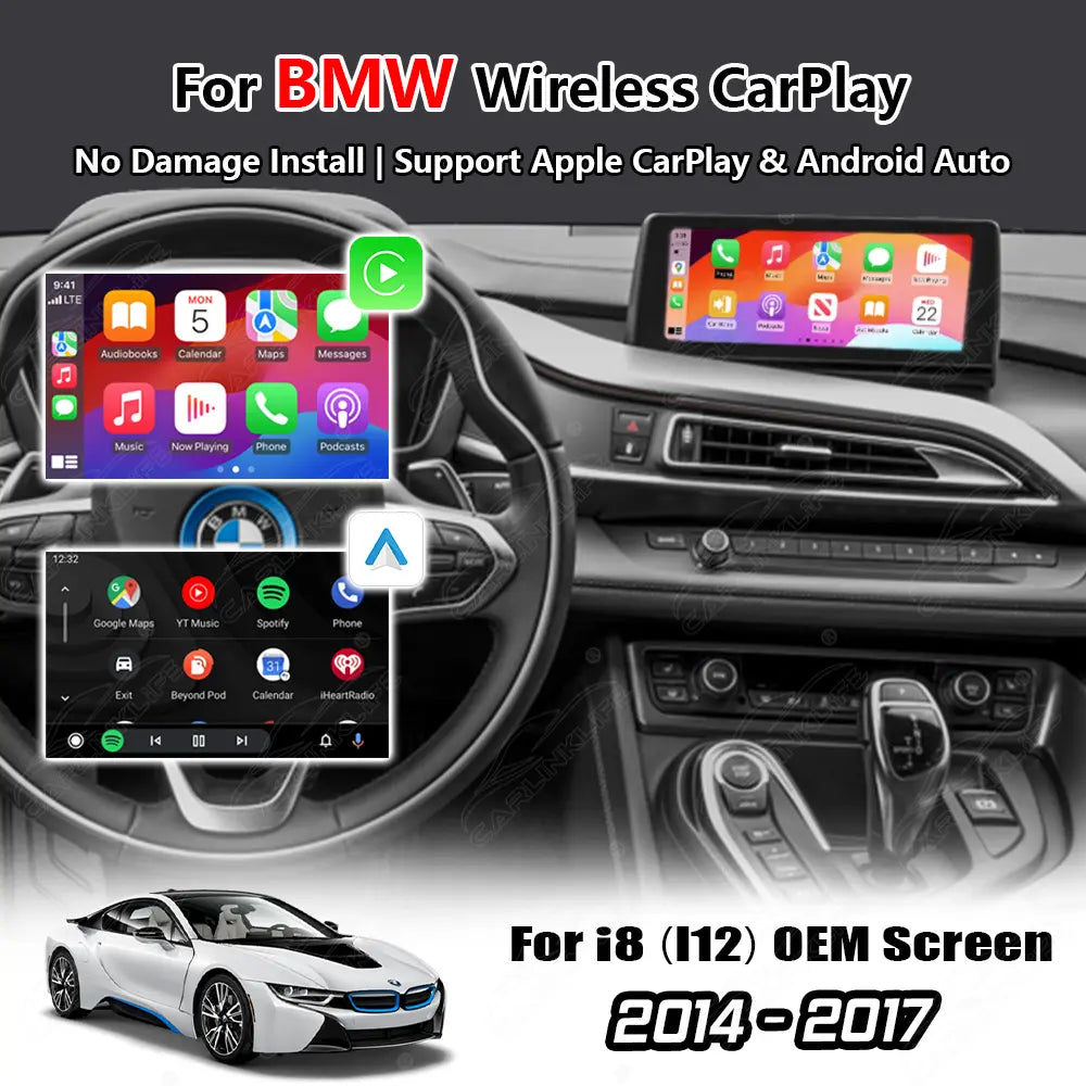 Wireless Apple Carplay & Android Auto for BMW i8 I12