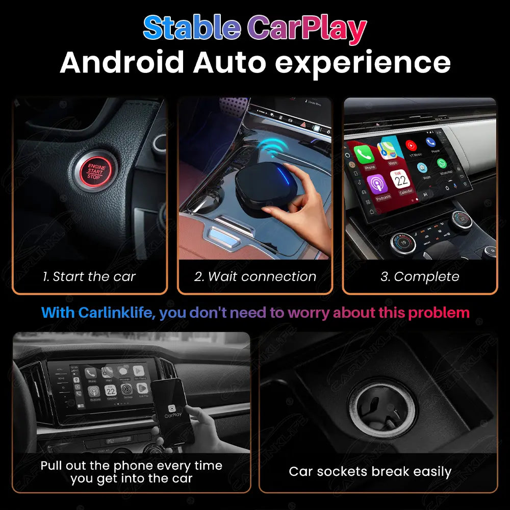 Carlinklife Magic Box 2.0 - Wireless CarPlay/ Android Auto Adapter Streaming Multimedia AI Box MAX
