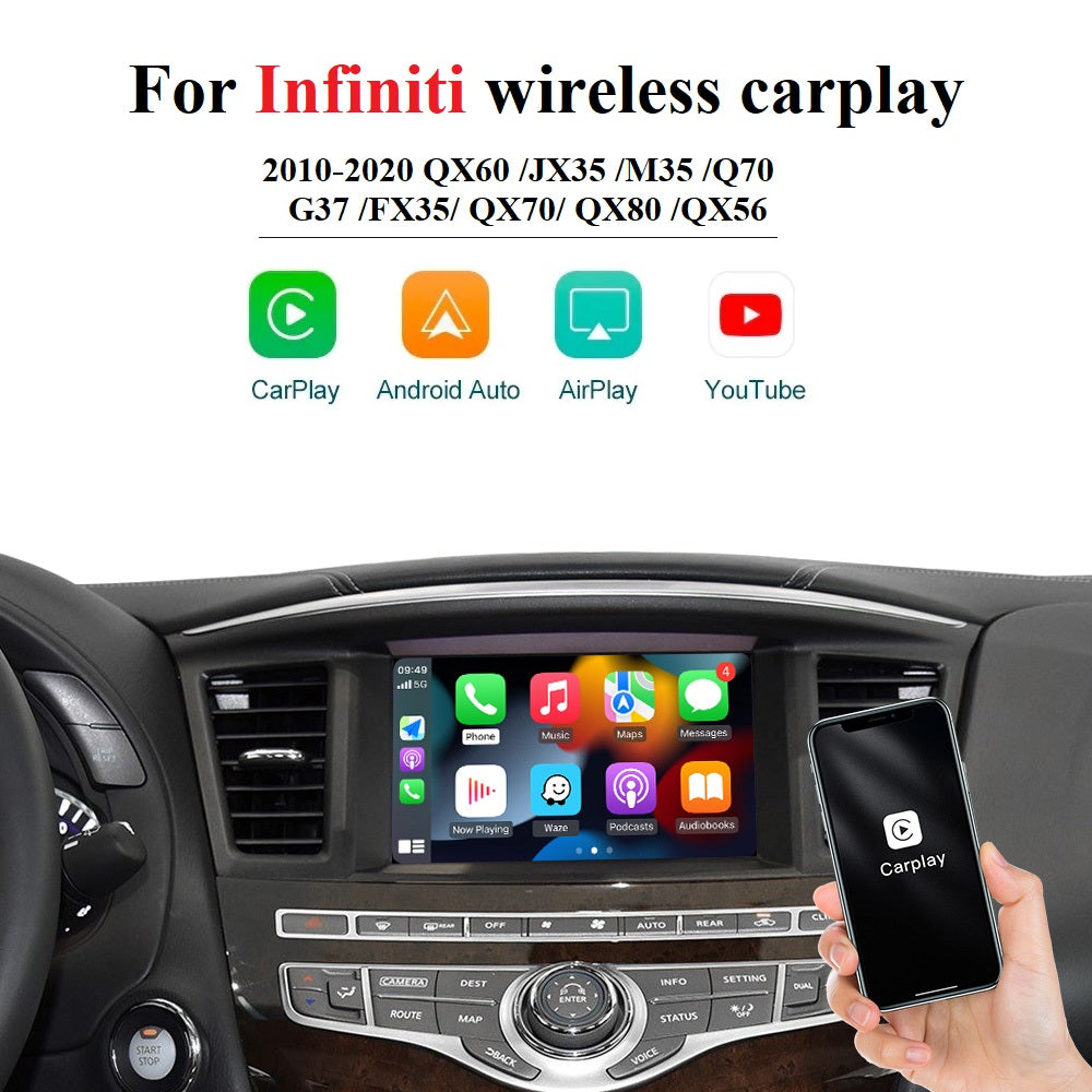 Wireless CarPlay For Infiniti QX60 QX70 JX35 G37 Nissan GT-R 2008-2020 Android Auto Apple CarPlay Carlinklife Interface Module