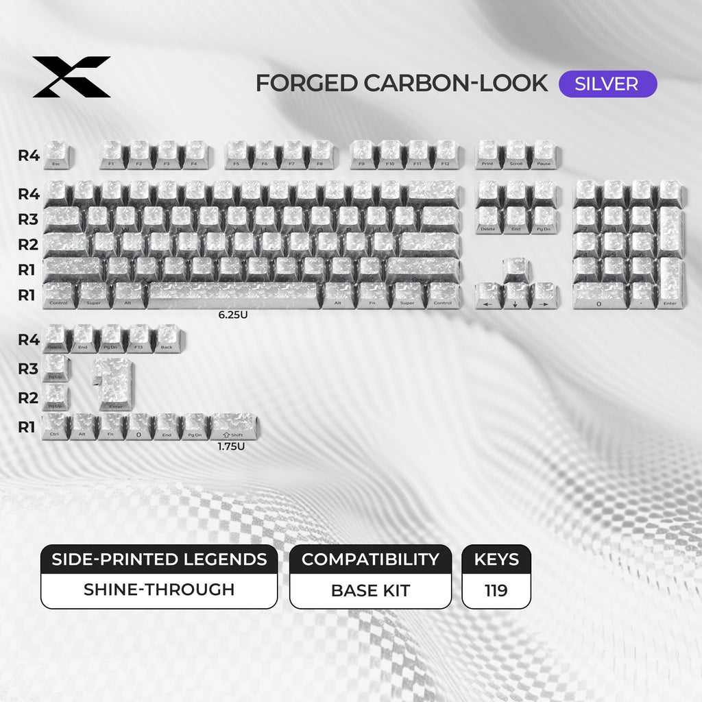 XVX Forged Carbon-Look Cherry Profile Side-Printed PC Keycap Set