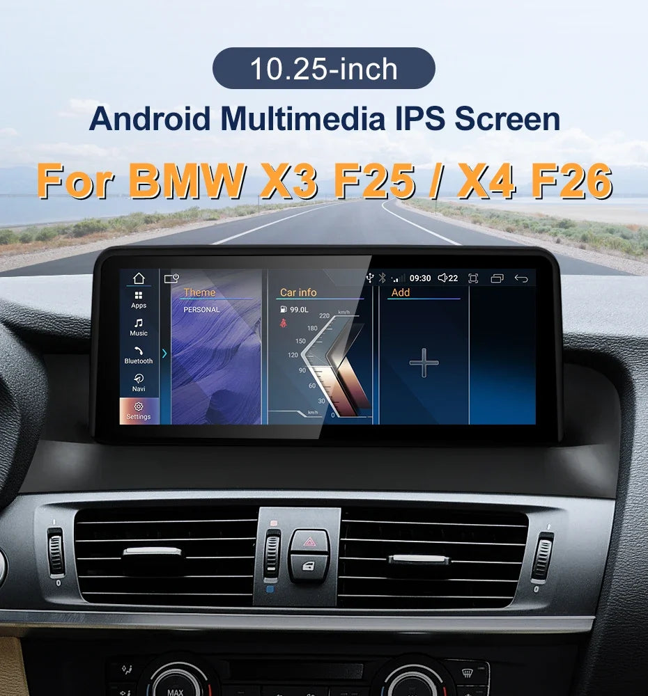 12.3"/10.25" Android Screen with Wireless Apple CarPlay & Android Auto for BMW X3/X4 (CIC/NBT/EVO)