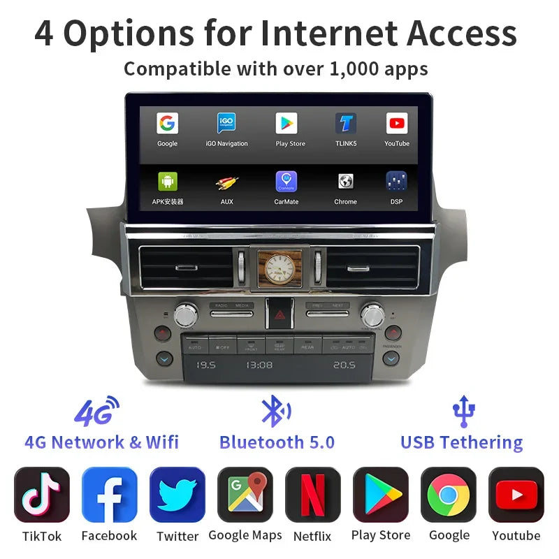 12.3inch Android Car Radio For Lexus GX460 2010-2021 Car Stereo CarPlay Multimedia Player