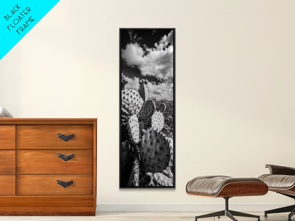 Desert Cactus Closeup, Prickly Pear Focus, Bold Nature Decor, Framed Canvas Print, Southwestern Kitchen Decor, Living Room Art