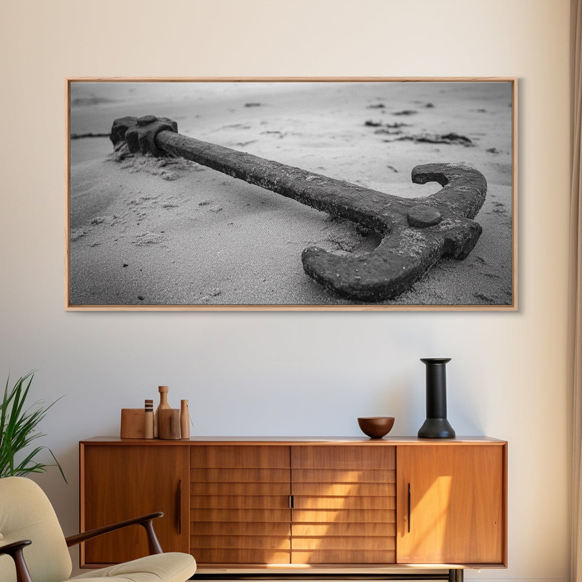 Vintage Anchor, nautical decor, coastal wall art, rustic art, maritime painting, seascape painting, nautical painting, Canvas Print