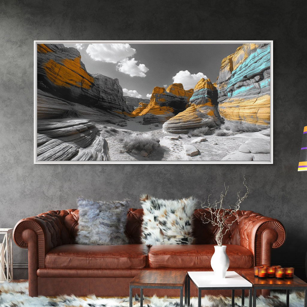 Painted Cliffs, Striped Rocks, Desert Majesty, Canyon Colors, Canvas Print, Southwest Wall Art, Nature Photography, Boho Living Room