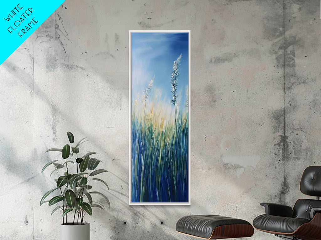 Bluegrass Field Wildflower Painting Framed Canvas Print Rustic Art Vertical Wall Art Farmhouse Art Botanical Prints