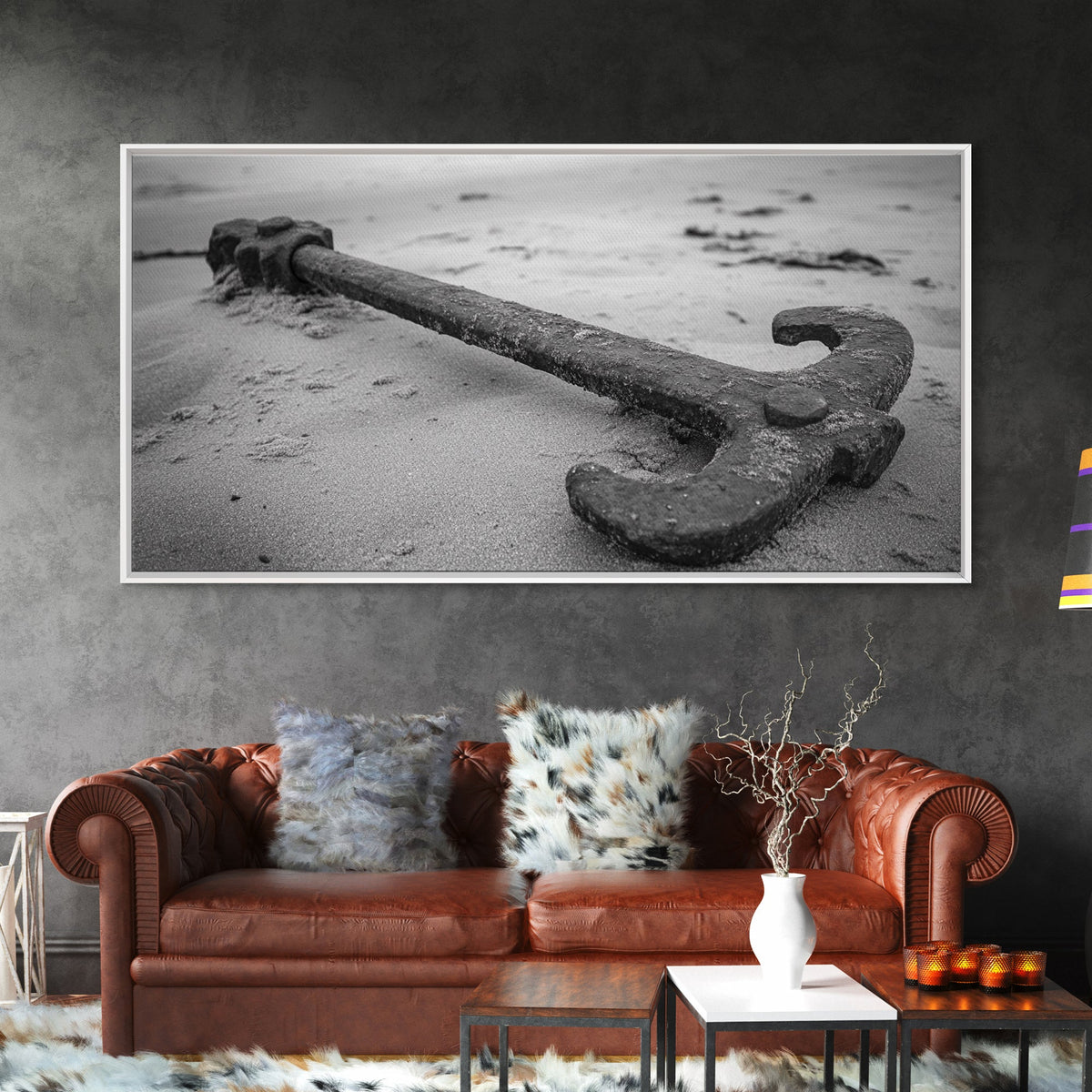 Vintage Anchor, nautical decor, coastal wall art, rustic art, maritime painting, seascape painting, nautical painting, Canvas Print
