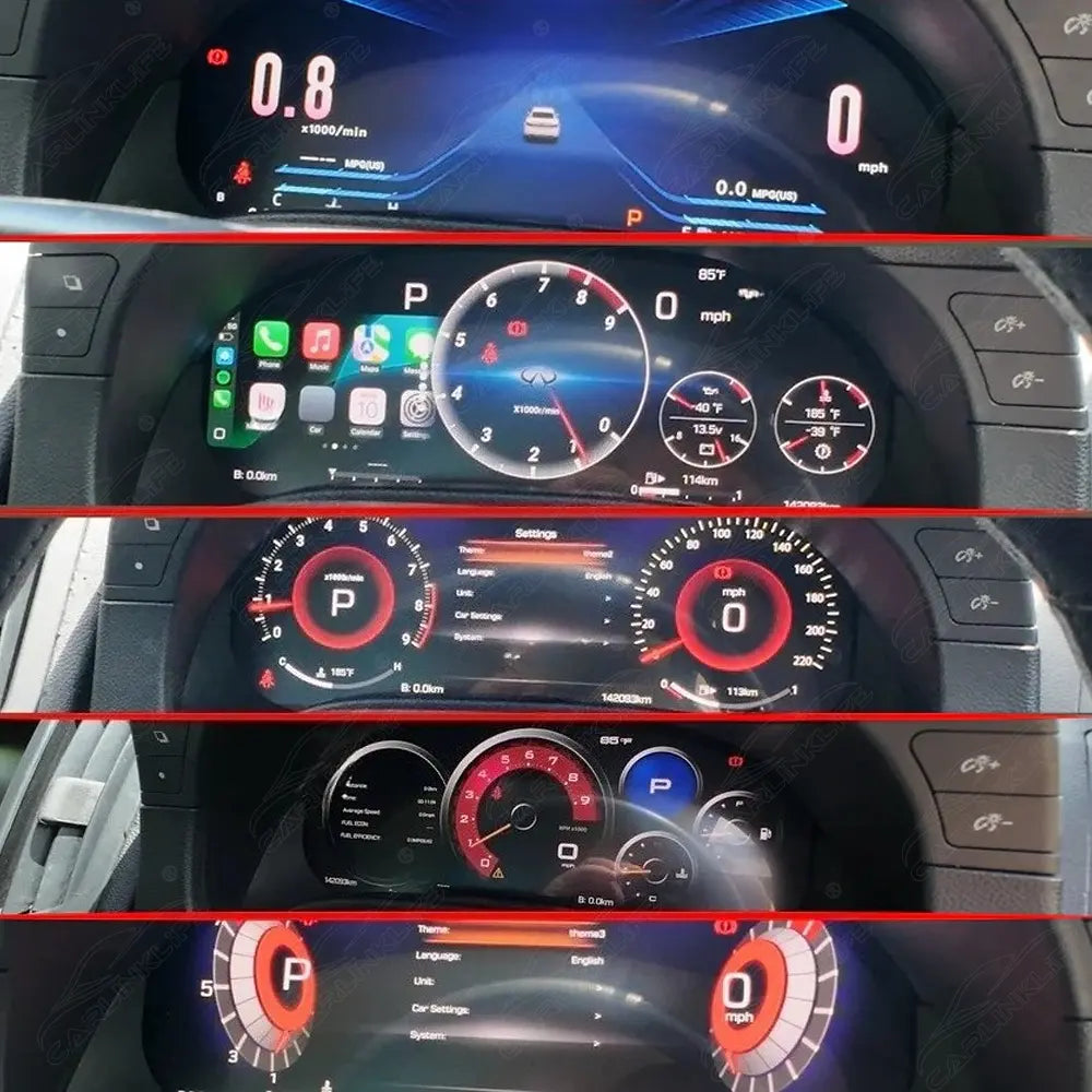 12.3” CarPlay LCD Digital Cluster For Infiniti Q50 Q60 2014-2019 Linux Dashboard Gauge Cluster