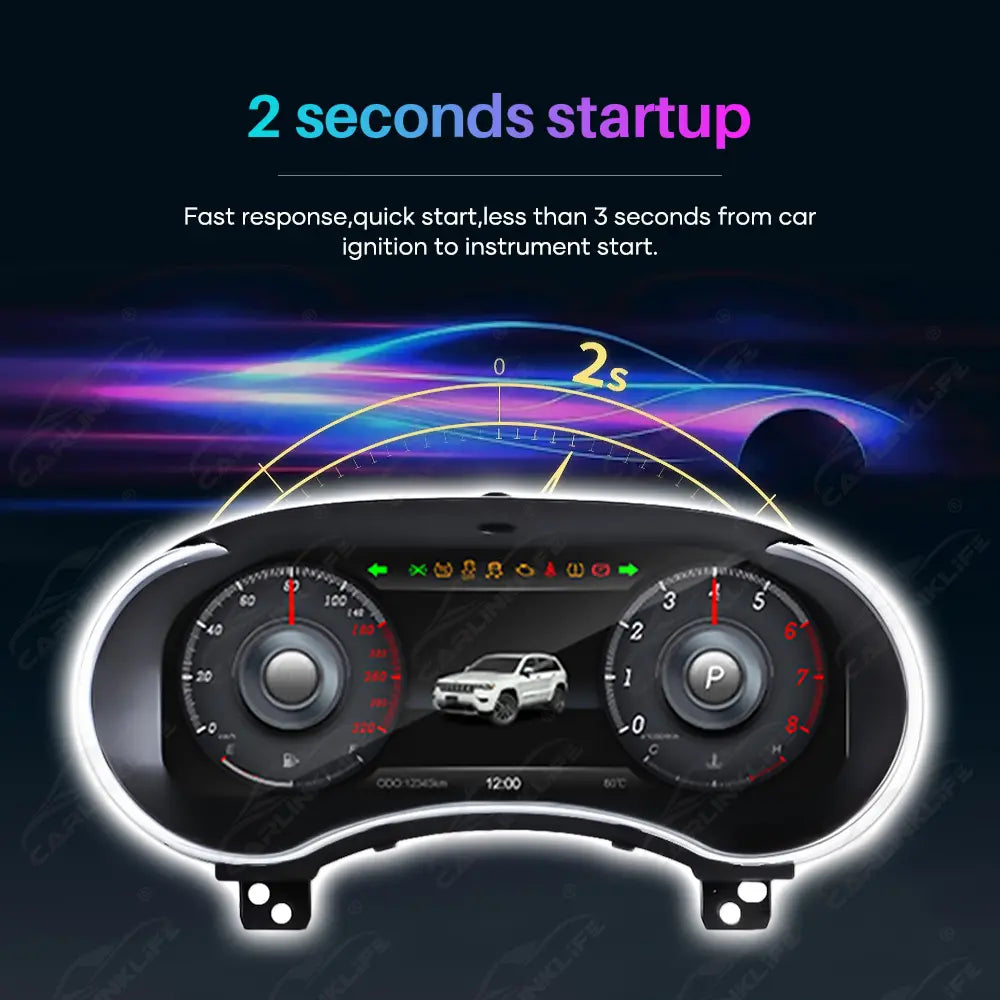 12.3" CarPlay LCD Digital Cluster For Jeep Grand Cherokee 2014-2018 Linux Dashboard Gauge Cluster