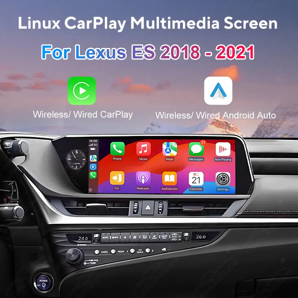 12.3 Inch Linux Touch Screen For Lexus ES 2018-2021 Wireless Carplay Android Auto Car Radio
