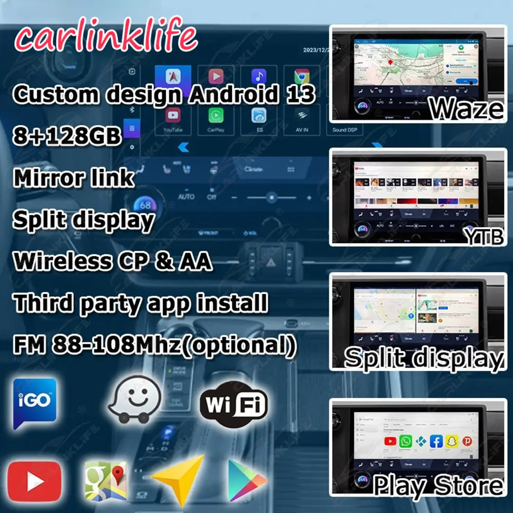 Android 13.0 Multimedia Interface for Lexus GX460 2022-2023 with Youtube, Google Play