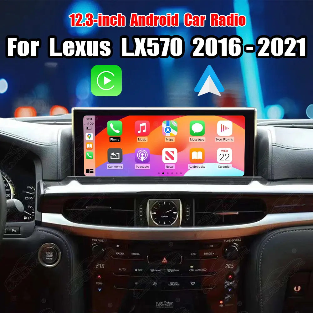 12.3'' Android Car Radio for Lexus LX570 2016-2021 Car Stereo CarPlay Multimedia Player