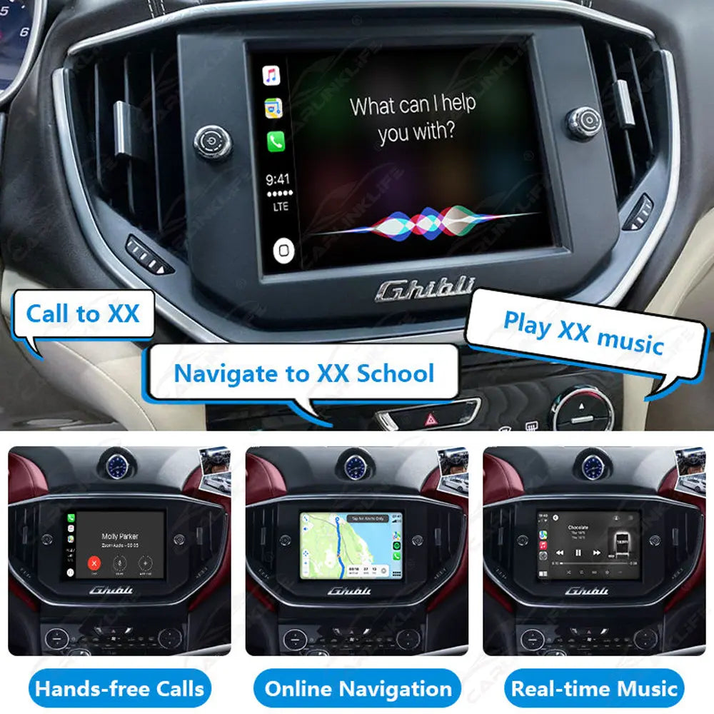 Wireless Apple CarPlay Android Auto Interface for Maserati Quattroporte Ghibli 2014-2018