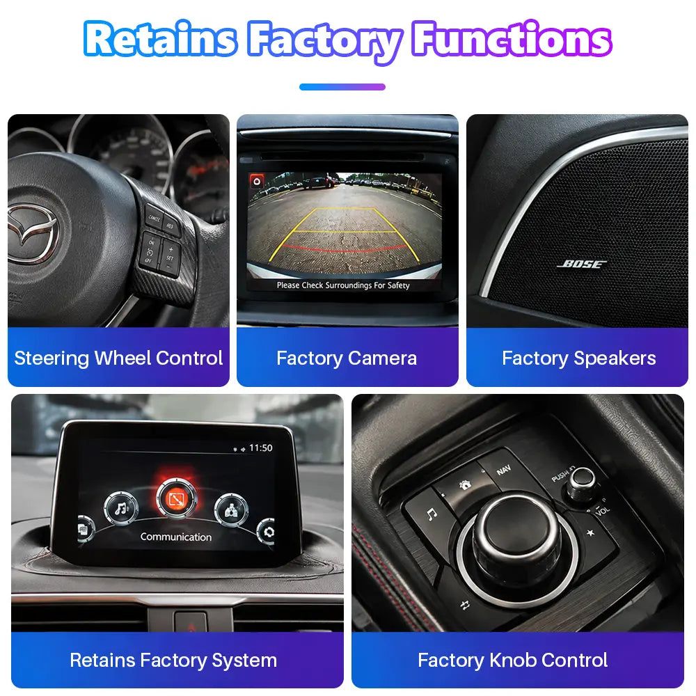 Mazda CX-5 CX-9 (2017–2021) 12.3" Android Car Screen Upgrade with Wireless CarPlay & Android Auto | Retains OEM System