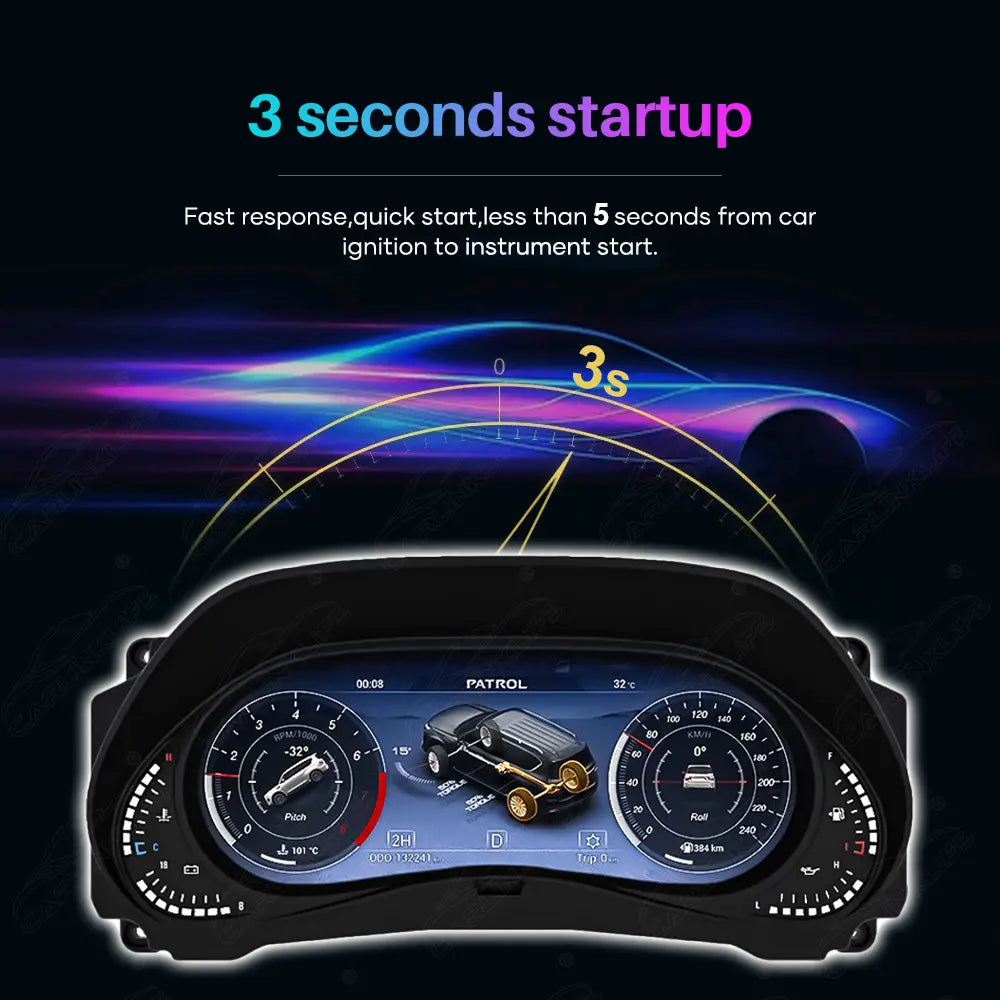 12.3" LCD Digital Cluster For Nissan Patrol Y62 2008-2022 Linux Dashboard Gauge Cluster