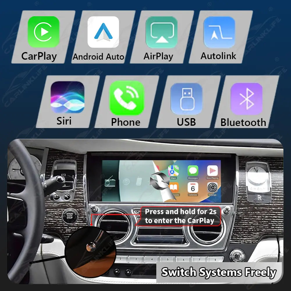 Wireless Apple Carplay Android Auto For Rolls Royce Phantom/Ghost/Dawn/Wraith 2006-2018 CarPlay Retrofit Module