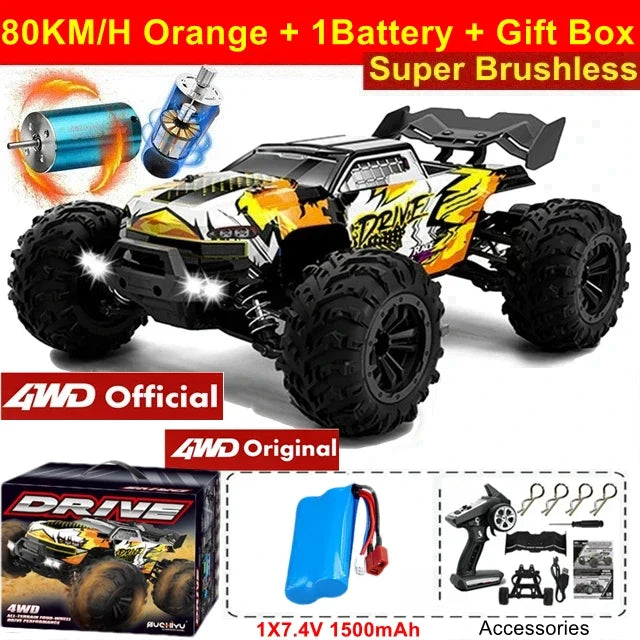 4WD Remote Control Car Off Road 4x4 RC High Speed Buggy Truck Super Brushless 50 or 80KM/H Fast Drift Racing Toy Kids Adults